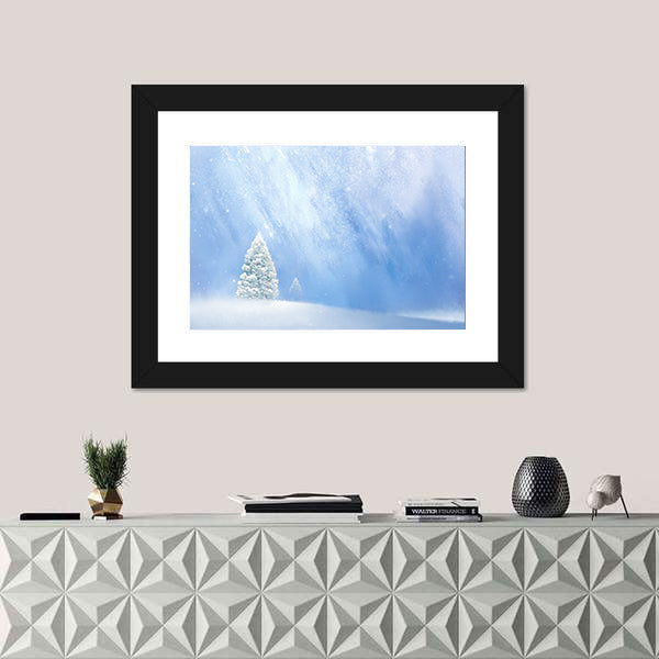 Snow-covered Pines in Soft Winter Light Canvas Wall Art