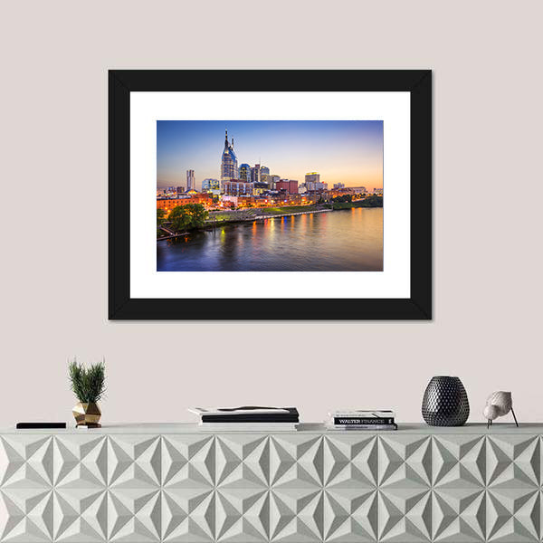 Nashville Skyline on the Cumberland River Canvas Wall Art