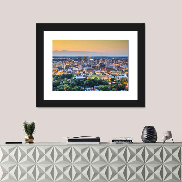 Birmingham Downtown Skyline In Alabama Canvas Wall Art