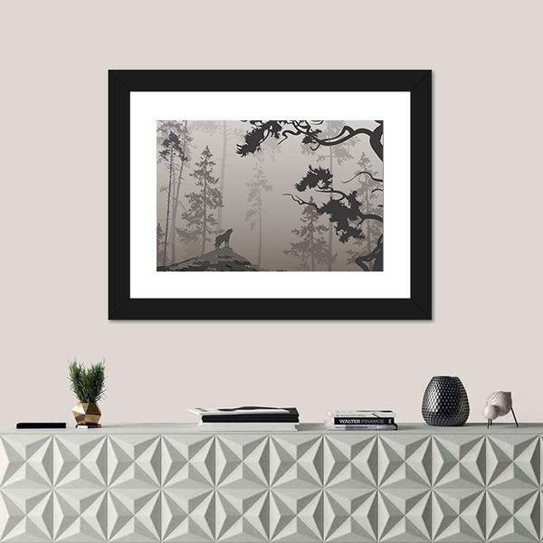 Wolf In The Forest Canvas Wall Art