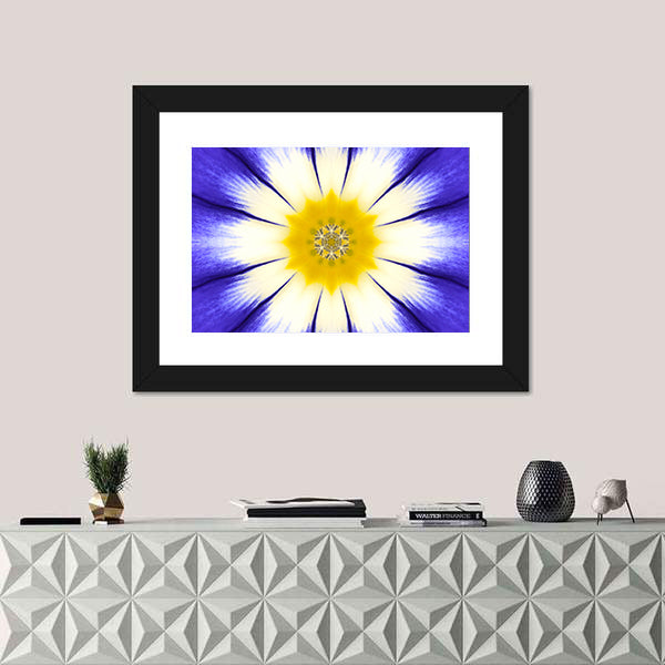 Kaleidoscope Blue Mandala Flower Canvas Wall Art