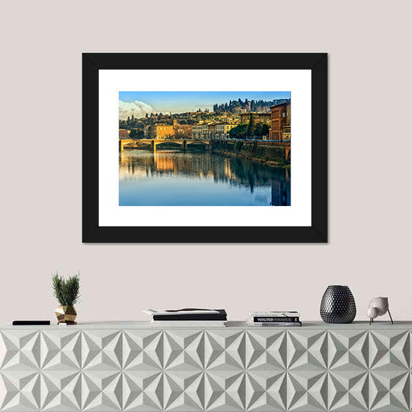 Arno River Reflection in Firenze Canvas Wall Art