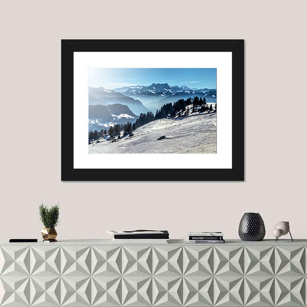 Winter Mountain Ski Slope Canvas Wall Art