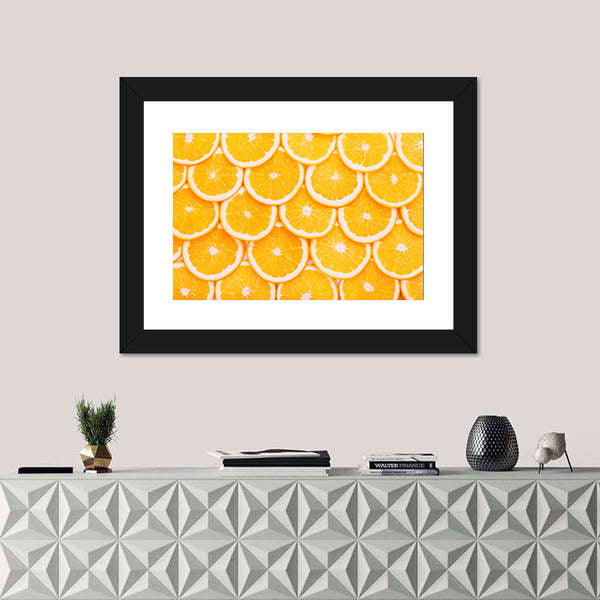 Fresh Orange Slices Pattern Canvas Wall Art