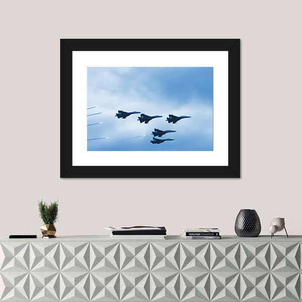 Modern Squadron Of Military Planes Canvas Wall Art