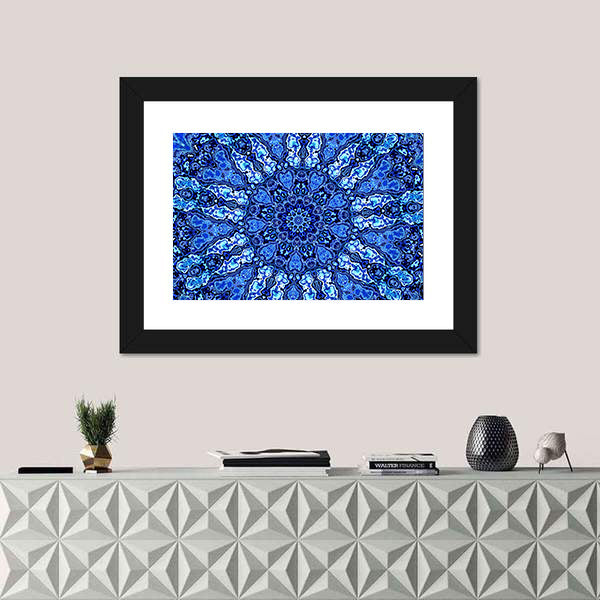 Blue Mandala Fractal Canvas Wall Art
