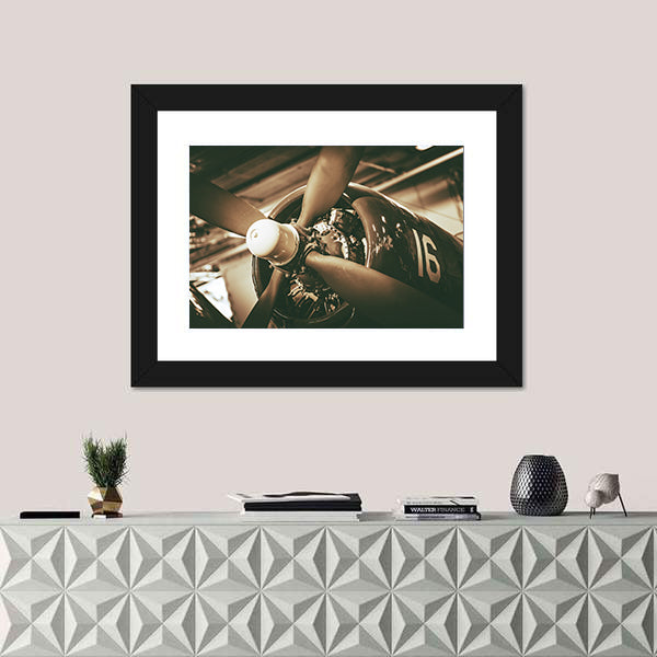 Vintage Military Aircraft Propeller Closeup Canvas Wall Art