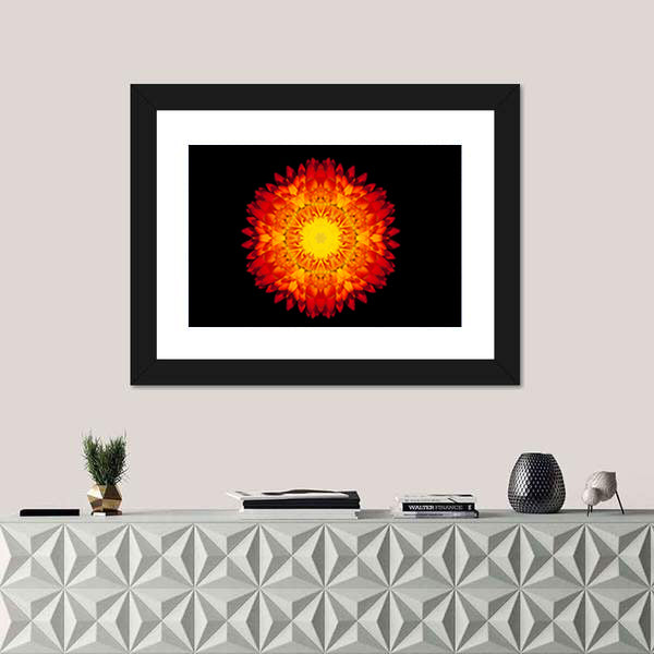 Red Flower Mandala Canvas Wall Art