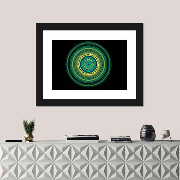 Green Mandala Flower Canvas Wall Art