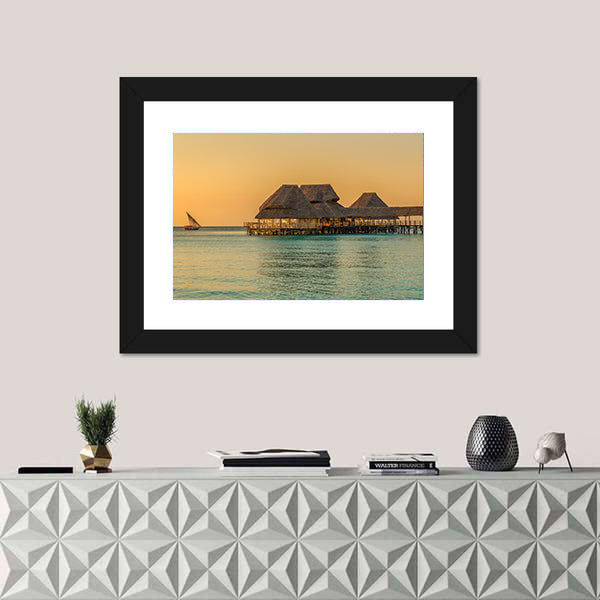 Bar On Water At Sunset In Zanzibar Tanzania Canvas Wall Art