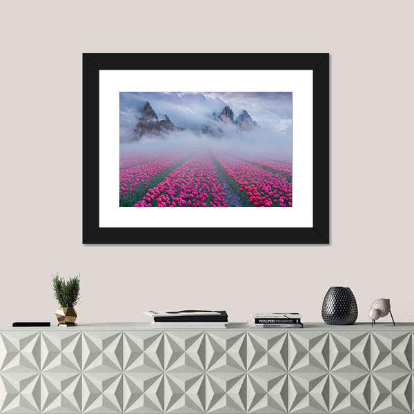 Fantastic Spring Landscape With Tulip Fields Canvas Wall Art