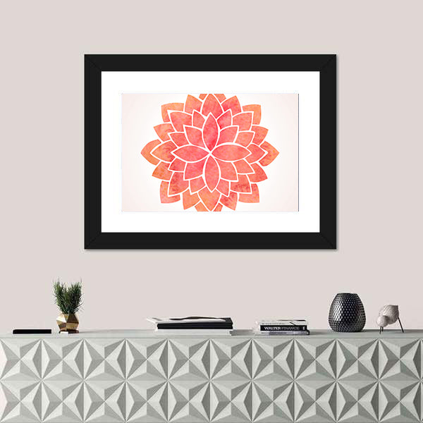 Red Mandala Flower Canvas Wall Art