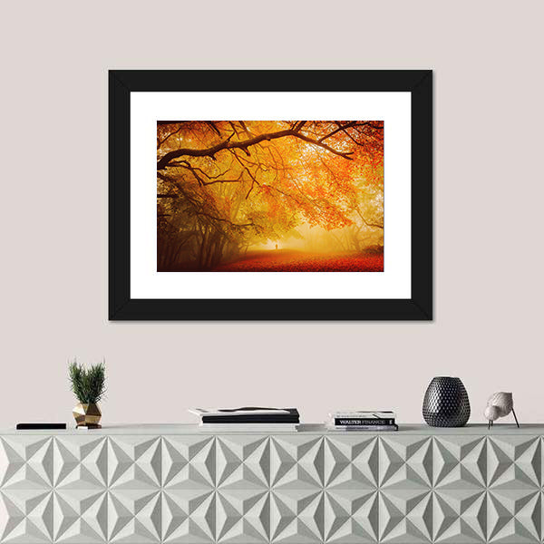 Seasonal Forest Fall Walk Canvas Wall Art