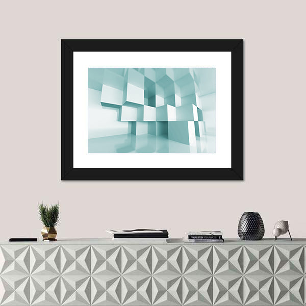 Reflective Stacked Cubes Canvas Wall Art