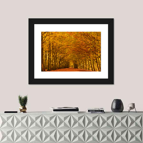 Autumn Forest Lane Canvas Wall Art