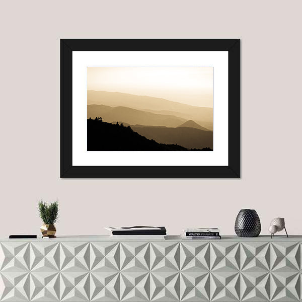Sunset Over Foggy Mountains In Turkey Canvas Wall Art