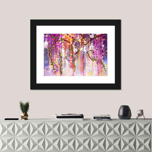Spring Purple Wisteria Blossoms Canvas Wall Art