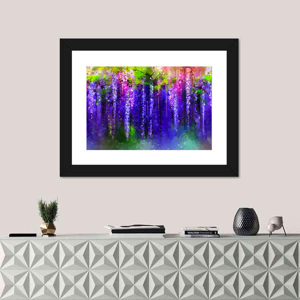 Wisteria Purple Flowers In Spring Canvas Wall Art