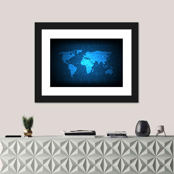 Digital Globe World Map Canvas Wall Art