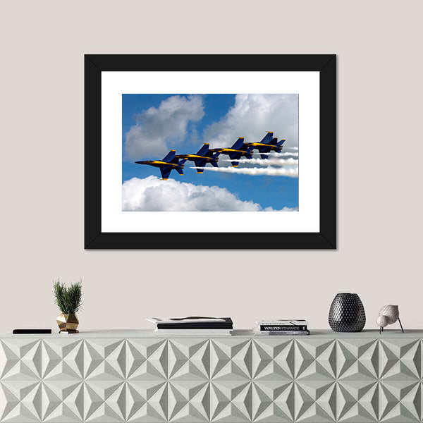 Blue Angels In The Clouds Canvas Wall Art