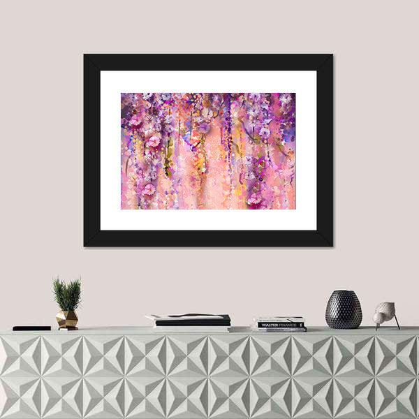 Wisteria Blossoms in Purple and Pink Canvas Wall Art