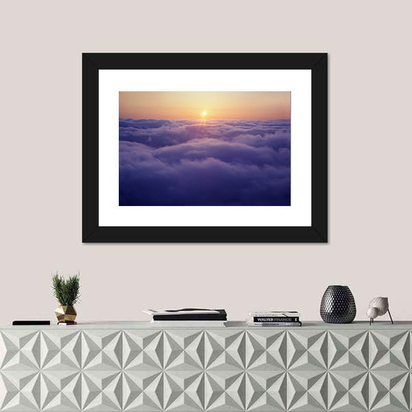 Sunset Above The Clouds Canvas Wall Art