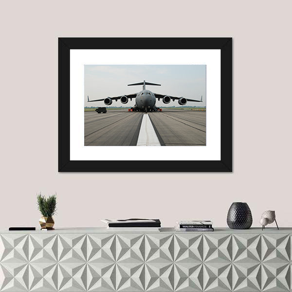 C-17 Globemaster Iii on Runway Canvas Wall Art