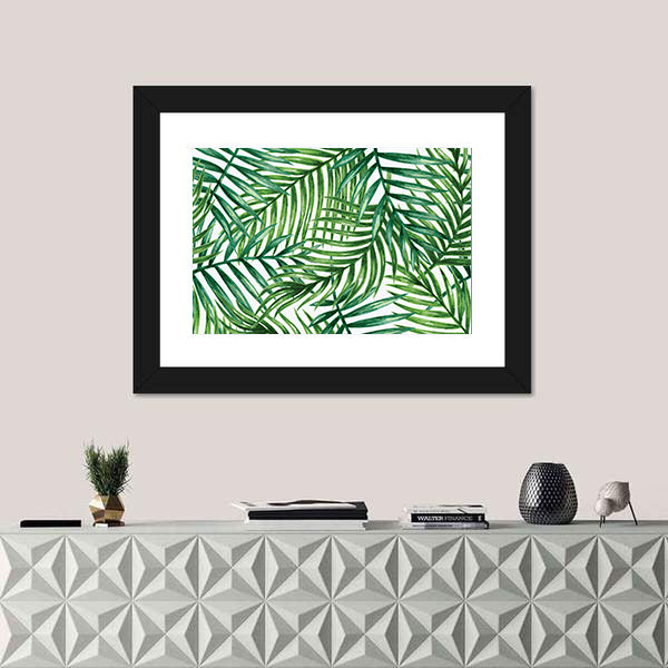 Watercolor Tropical Palm Leaves Canvas Wall Art