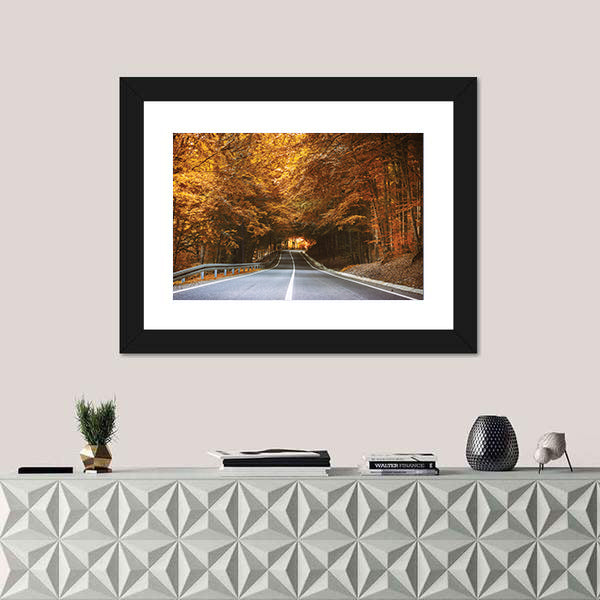 Forest Road in Autumn Canvas Wall Art