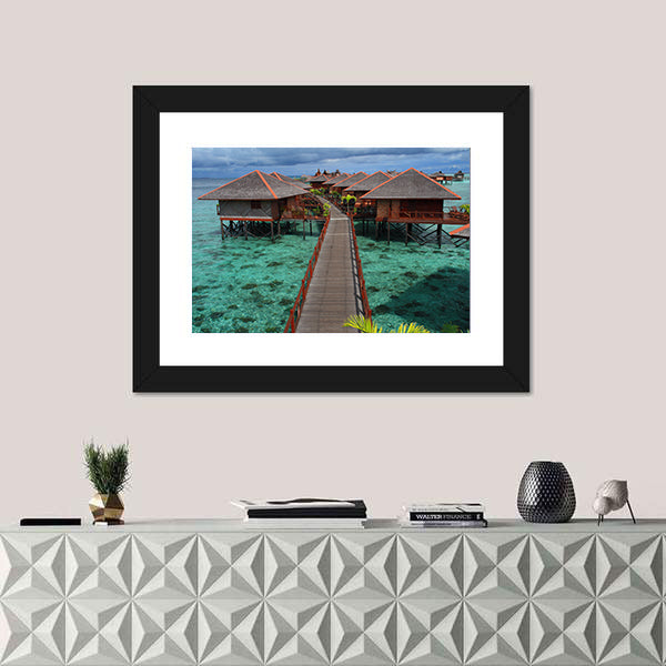 Mabul Island Overwater Bungalows Canvas Wall Art