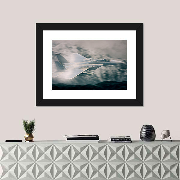 F15 Military Fighter Jet Flying Canvas Wall Art