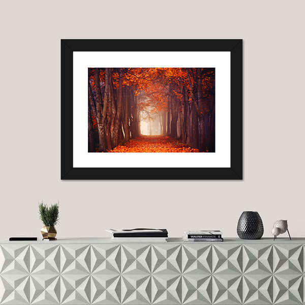 Autumn Misty Forest Canvas Wall Art