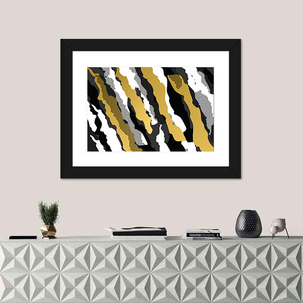 Golden Abstract Camouflage Pattern Canvas Wall Art