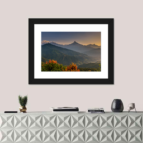 Sunrise Over Himalaya Mountains Near Pokhara Nepal Canvas Wall Art