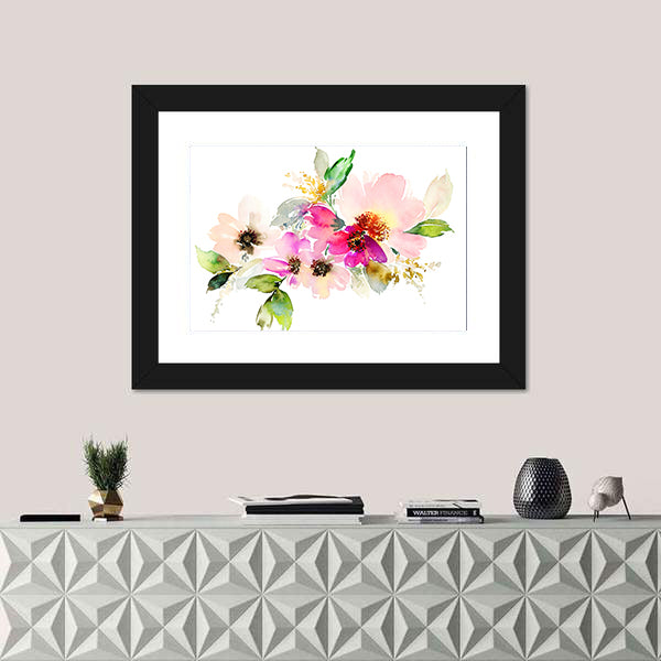 Delicate Watercolor Floral Bouquet Canvas Wall Art