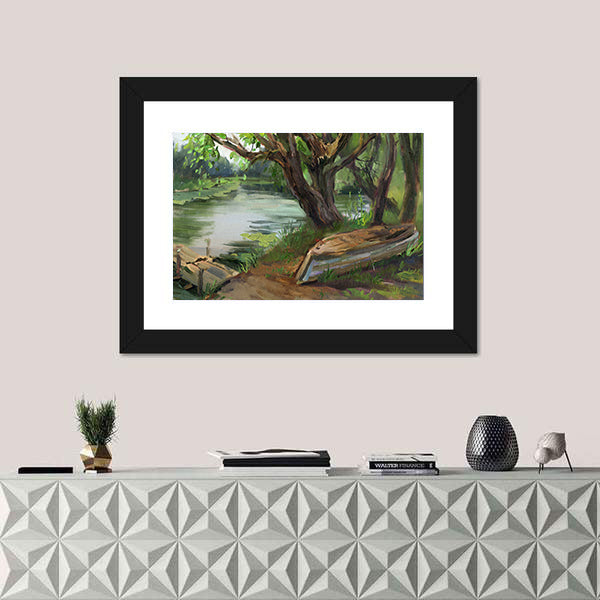 Willow Trees By The Water Canvas Wall Art