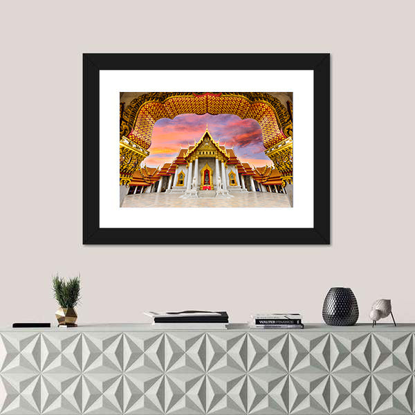 Marble Temple Of Bangkok In Thailand Canvas Wall Art