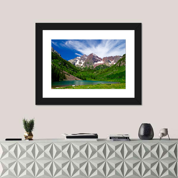 Maroon Bells Alpine Lake and Mountain Peaks Canvas Wall Art