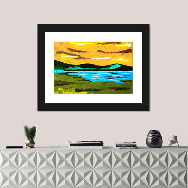Sunset Lake Meadow Canvas Wall Art