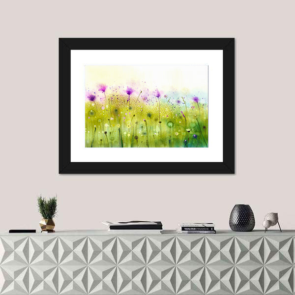 Cosmos Flowers Abstract Canvas Wall Art