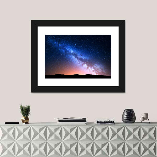 Starry Sky With Hills At Summer Canvas Wall Art