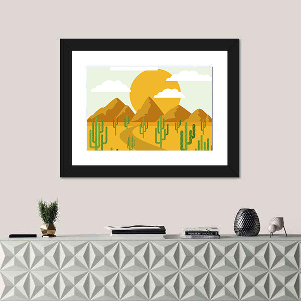 Layered Desert Vector Illustration Canvas Wall Art