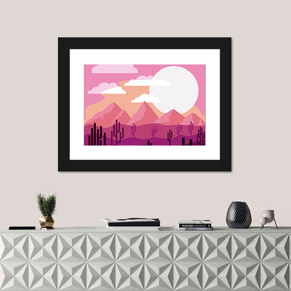 Desert Sunset with Saguaro Silhouettes Canvas Wall Art