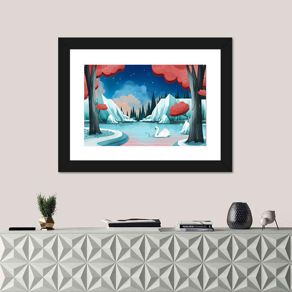 Fantasy Swan Lake Canvas Wall Art