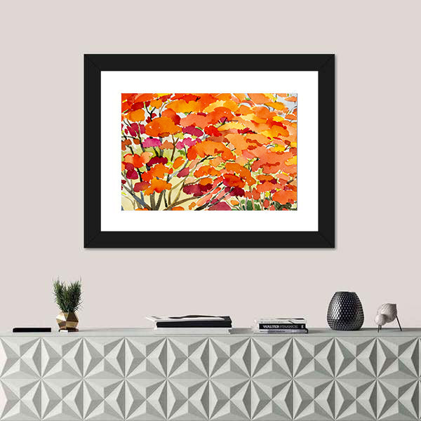 Peacock Flowers Abstract Canvas Wall Art