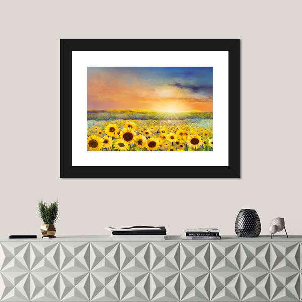 Sunflowers In Warm Sunlight Canvas Wall Art