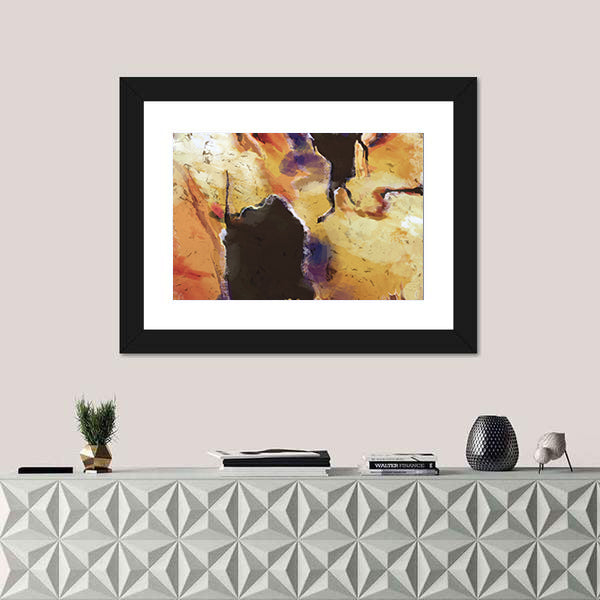 Textured Orange Abstract with Dark Central Void Canvas Wall Art