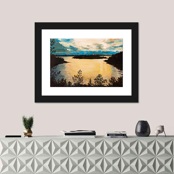 Sunset On The Lake Canvas Wall Art