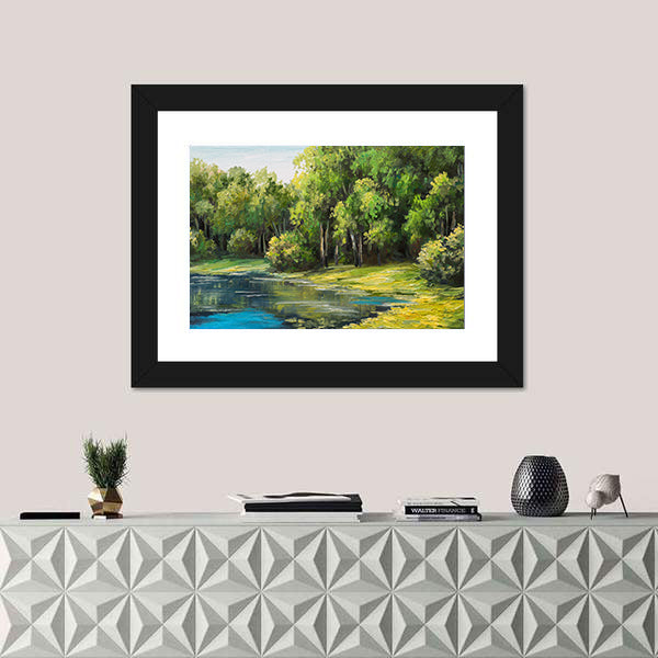 Lake In The Forest Canvas Wall Art