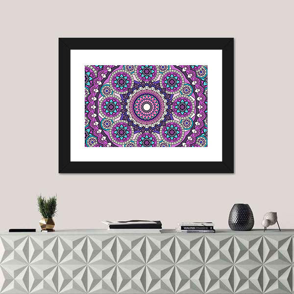 Purple Mandala Pattern Canvas Wall Art